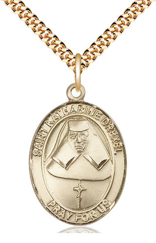 14kt Gold Filled Saint Katharine Drexel Medal Catholic Jewelry Engraved Catholic Saint Jewelry