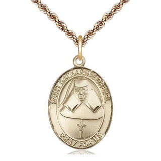 14kt Gold Filled Saint Katharine Drexel Medal Catholic Jewelry Engraved Catholic Saint Jewelry