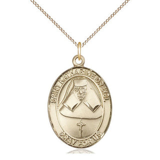 14kt Gold Saint Katharine Drexel Medal Engraved Catholic Saint Jewelry