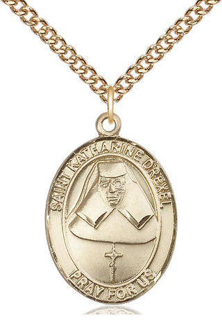 14kt Gold Saint Katharine Drexel Medal Engraved Catholic Saint Jewelry