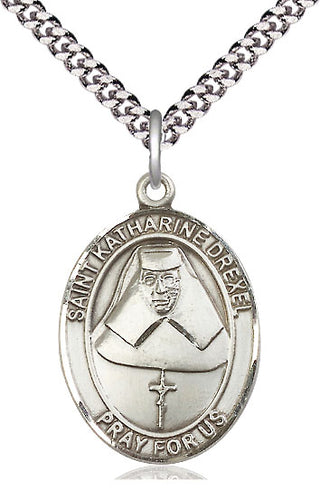 Pewter Saint Katharine Drexel Medal Catholic Jewelry Engraved Catholic Saint Jewelry