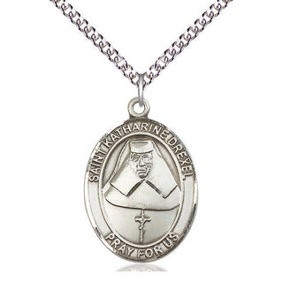 Sterling Silver Saint Katharine Drexel Medal Catholic Jewelry Engraved Catholic Saint Jewelry