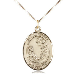 14kt Gold Filled Saint Cecilia Medal Catholic Jewelry Engraved Catholic Saint Jewelry