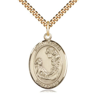 14kt Gold Filled Saint Cecilia Medal Catholic Jewelry Engraved Catholic Saint Jewelry