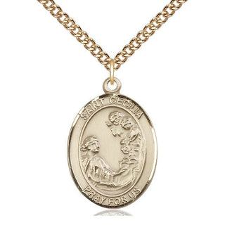 14kt Gold Filled Saint Cecilia Medal Catholic Jewelry Engraved Catholic Saint Jewelry
