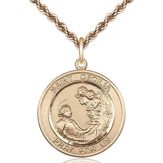 14kt Gold Filled Saint Cecilia Medal Catholic Jewelry Engraved Catholic Saint Jewelry