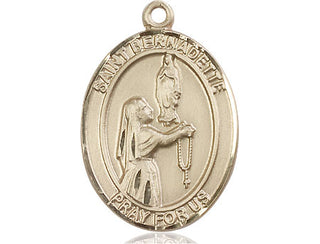 14kt Gold Filled Saint Bernadette Medal Engraved Catholic Saint Jewelry