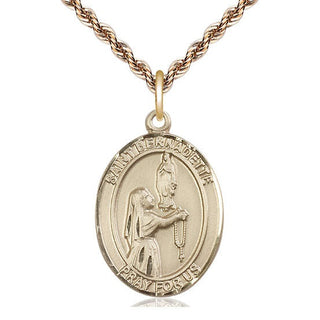 14kt Gold Filled Saint Bernadette Medal Catholic Jewelry Engraved Catholic Saint Jewelry