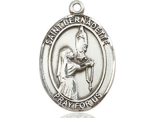 Pewter Saint Bernadette Medal Engraved Catholic Saint Jewelry