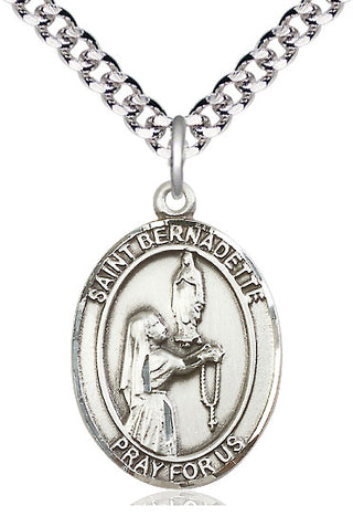 Pewter Saint Bernadette Medal Catholic Jewelry Engraved Catholic Saint Jewelry