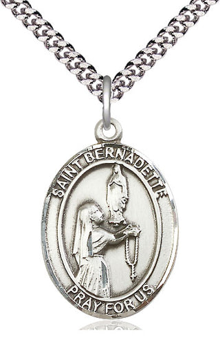 Pewter Saint Bernadette Medal Catholic Jewelry Engraved Catholic Saint Jewelry