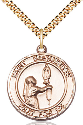 14kt Gold Filled Saint Bernadette Medal Catholic Jewelry Engraved Catholic Saint Jewelry
