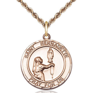 14kt Gold Filled Saint Bernadette Medal Catholic Jewelry Engraved Catholic Saint Jewelry