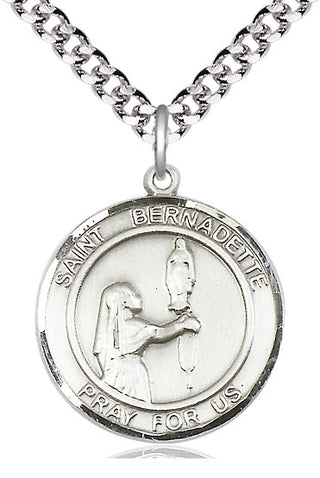 Pewter Saint Bernadette Medal Catholic Jewelry Engraved Catholic Saint Jewelry