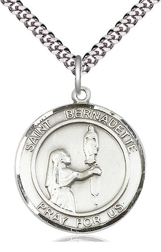 Pewter Saint Bernadette Medal Catholic Jewelry Engraved Catholic Saint Jewelry