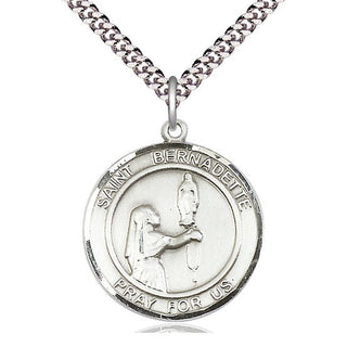 Sterling Silver Saint Bernadette Medal Catholic Jewelry Engraved Catholic Saint Jewelry