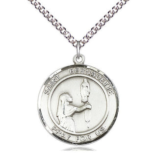 Sterling Silver Saint Bernadette Medal Catholic Jewelry Engraved Catholic Saint Jewelry