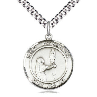 Sterling Silver Saint Bernadette Medal Catholic Jewelry Engraved Catholic Saint Jewelry
