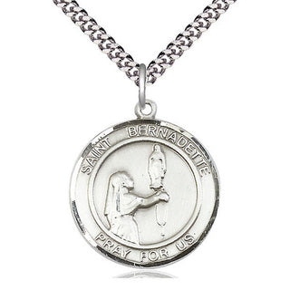 Sterling Silver Saint Bernadette Medal Catholic Jewelry Engraved Catholic Saint Jewelry