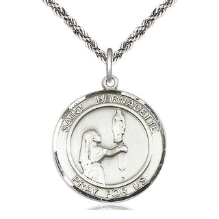 Sterling Silver Saint Bernadette Medal Catholic Jewelry Engraved Catholic Saint Jewelry