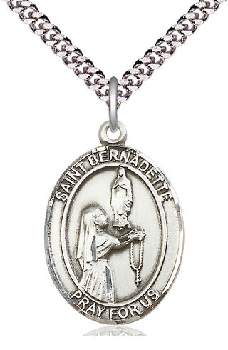 Sterling Silver Saint Bernadette Medal Catholic Jewelry Engraved Catholic Saint Jewelry