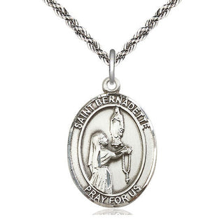 Sterling Silver Saint Bernadette Medal Catholic Jewelry Engraved Catholic Saint Jewelry