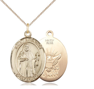 14kt Gold Filled Saint Brendan Navy Medal Catholic Jewelry