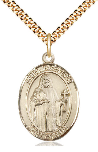 14kt Gold Filled Saint Brendan the Navigator Medal Catholic Jewelry Engraved Catholic Saint Jewelry
