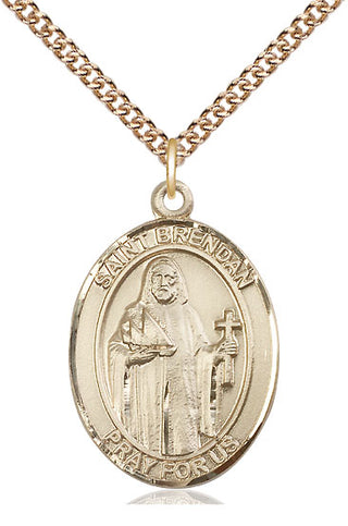 14kt Gold Filled Saint Brendan the Navigator Medal Catholic Jewelry Engraved Catholic Saint Jewelry
