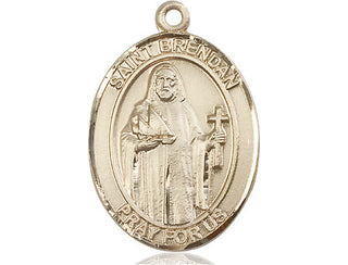 14kt Gold Saint Brendan the Navigator Medal Engraved Catholic Saint Jewelry