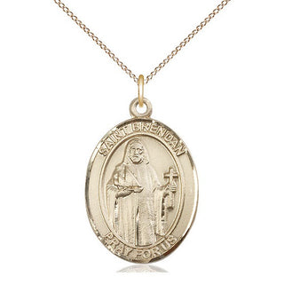 14kt Gold Saint Brendan the Navigator Medal Engraved Catholic Saint Jewelry