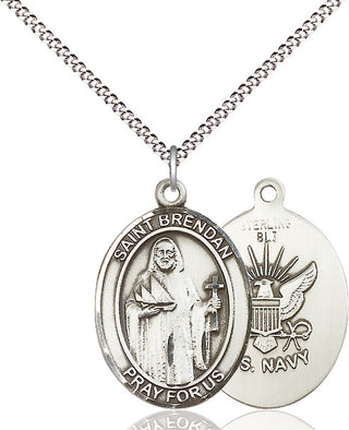 Pewter Saint Brendan Navy Medal Catholic Jewelry