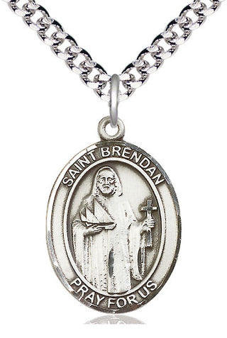 Pewter Saint Brendan the Navigator Medal Catholic Jewelry Engraved Catholic Saint Jewelry