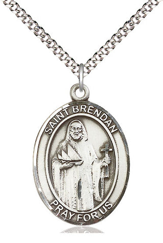 Pewter Saint Brendan the Navigator Medal Catholic Jewelry Engraved Catholic Saint Jewelry