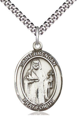 Pewter Saint Brendan the Navigator Medal Catholic Jewelry Engraved Catholic Saint Jewelry
