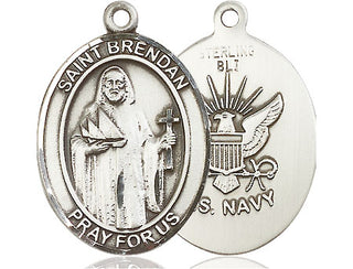 Sterling Silver Saint Brendan Navy Medal Catholic Jewelry