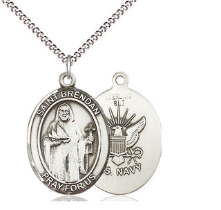 Sterling Silver Saint Brendan Navy Medal Catholic Jewelry