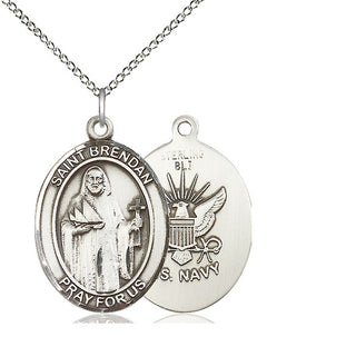 Sterling Silver Saint Brendan Navy Medal Catholic Jewelry