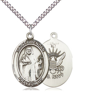 Sterling Silver Saint Brendan Navy Medal Catholic Jewelry