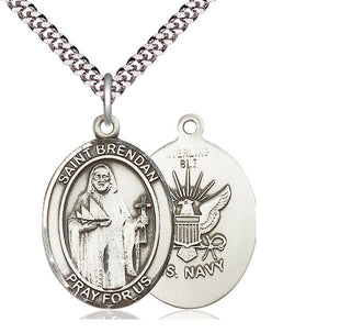 Sterling Silver Saint Brendan Navy Medal Catholic Jewelry