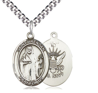 Sterling Silver Saint Brendan Navy Medal Catholic Jewelry