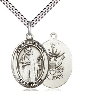 Sterling Silver Saint Brendan Navy Medal Catholic Jewelry