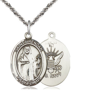 Sterling Silver Saint Brendan Navy Medal Catholic Jewelry