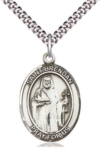 Sterling Silver Saint Brendan the Navigator Medal Catholic Jewelry Engraved Catholic Saint Jewelry