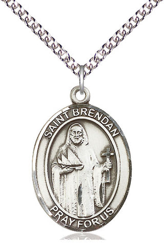 Sterling Silver Saint Brendan the Navigator Medal Catholic Jewelry Engraved Catholic Saint Jewelry