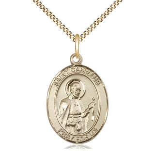 14kt Gold Filled Saint Camillus of Lellis Medal Catholic Jewelry Engraved Catholic Saint Jewelry