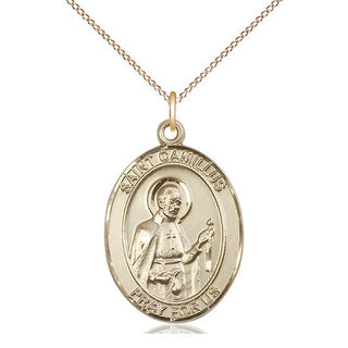14kt Gold Filled Saint Camillus of Lellis Medal Catholic Jewelry Engraved Catholic Saint Jewelry