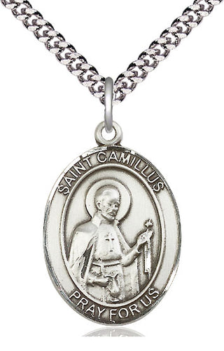 Pewter Saint Camillus of Lellis Medal Catholic Jewelry Engraved Catholic Saint Jewelry