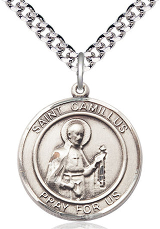 Sterling Silver Saint Camillus of Lellis Medal Catholic Jewelry Engraved Catholic Saint Jewelry