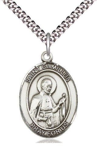 Sterling Silver Saint Camillus of Lellis Medal Catholic Jewelry Engraved Catholic Saint Jewelry